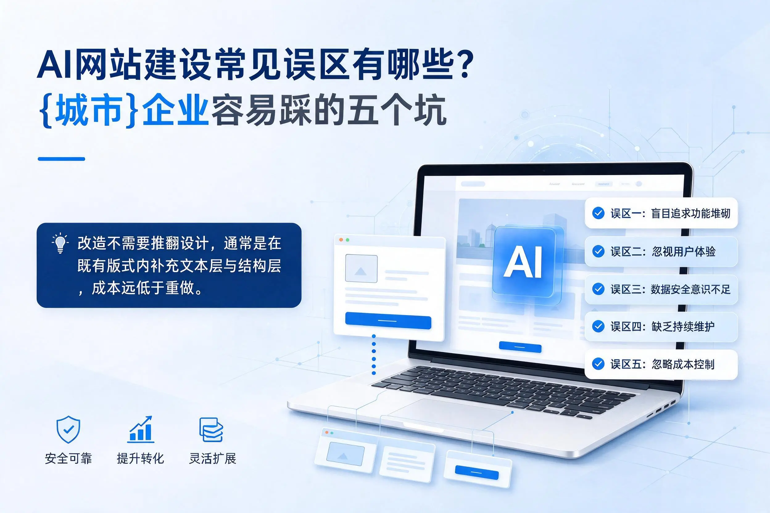 AI网站建设常见误区有哪些?清远企业容易踩的五个坑