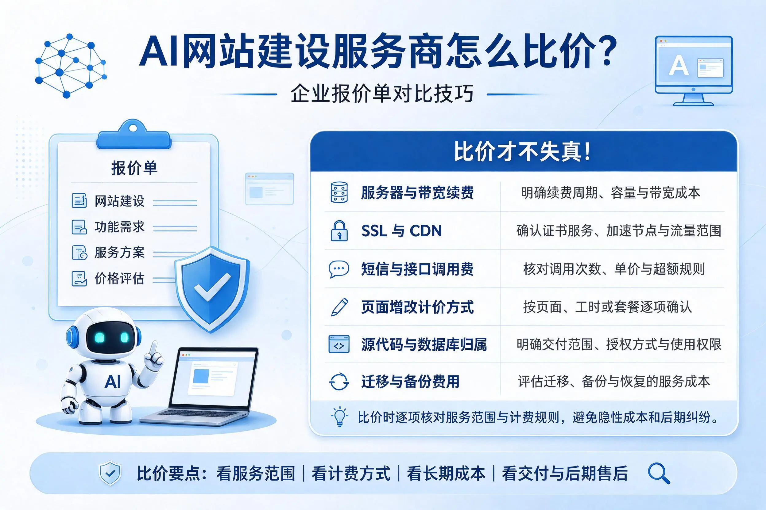 AI网站建设服务商怎么比价?清远企业报价单对比技巧