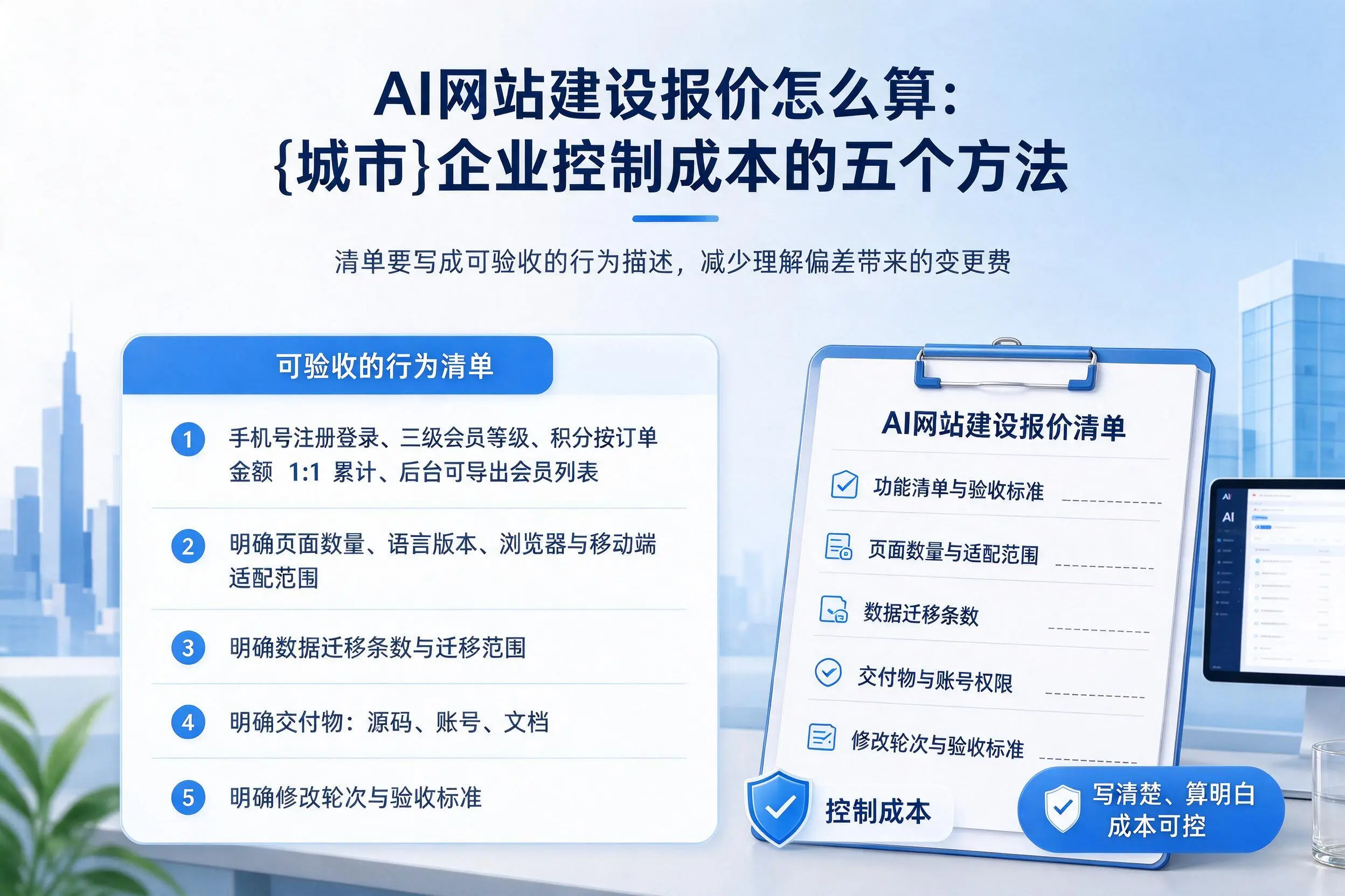 AI网站建设报价怎么算：清远企业控制成本的五个方法